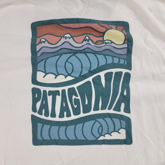 Patagonia Cosmic Peaks Mens Large White Short Sleeve T Shirt Casual Athletic - Picture 3 of 10
